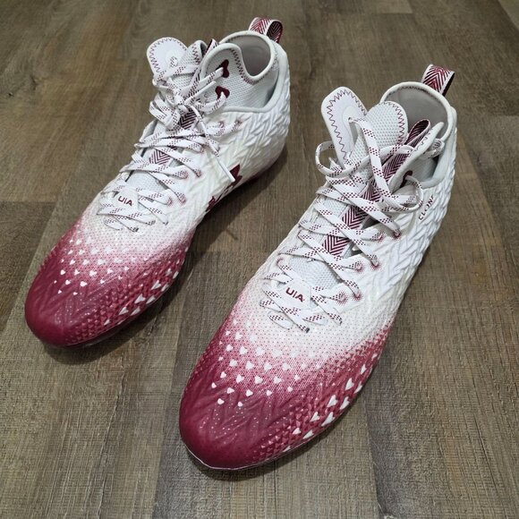Under Armour Clone Blur Football Cleats White Red Maroon Size 15 – Lightweight - Picture 1 of 7